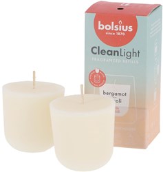 Bolsius geurkaars navulling Clean Light Bergamot & Neroli pack 2 vegan