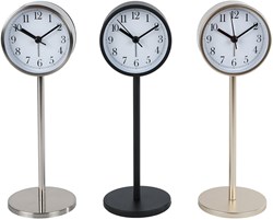 Klok decoratief metaal tafelklok 8x8x23cm functioneel design