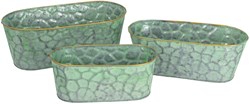Bloembak Dianne groen set van 3 - ovale plantenbak zink binnen buiten