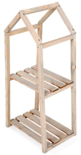 Plantenrek houten etagère 2 lagen 76 cm multicolor plantentafel