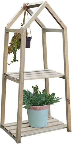 Plantenrek houten etagère 2 lagen 76 cm multicolor plantentafel-3
