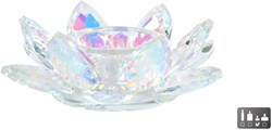 Theelichthouder Lotus parelmoer glas decoratie 12x12x4cm sfeerlicht