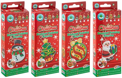 Kerst diamond painting sleutelhanger 4 assorti