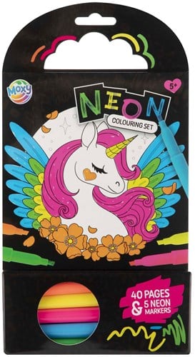 Kleurboek Eenhoorn met 5 Neon Stiften, 40 Vellen