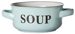 Cosy & Trendy soepkom keramiek lichtblauw met grepen 13,5cm