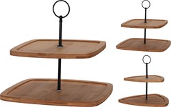 Home & Styling etagere bamboe 2-laags serveerschaal bruin