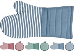 Excellent Houseware ovenwant en pannenlap set gestreept katoen blauw