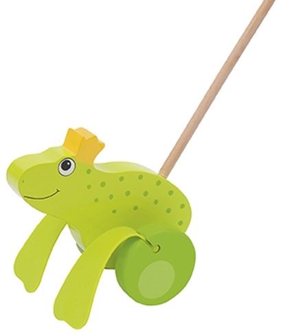 Goki houten duwfiguur kikker koning - push-along speelgoed-3