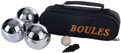 Longfield Games Jeu de Boules ballen 3 stuks in zwarte tas met rits