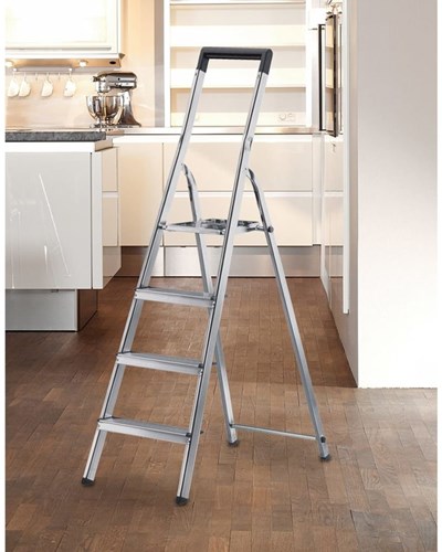 Hailo huishoudtrap aluminium 4 treden - stevige antislip ladder-2
