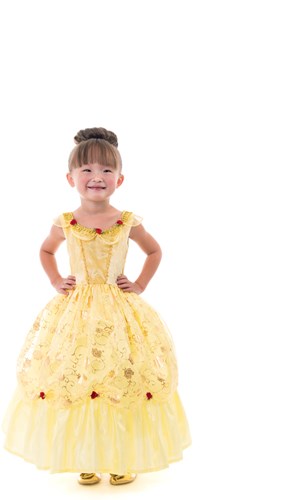 Little Adventures prinsessenjurk Belle goud 3-5 jaar - Disney verkleedjurk
