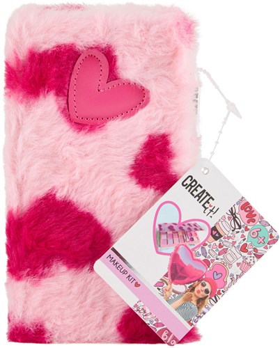 Create it! Make-up set hart boekje fluffy roze voor kinderen