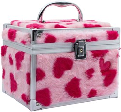 Create it! Make-up koffer fluffy hartjes roze beautyset