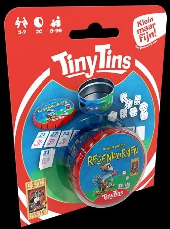 999 Games - Regenwormen dobbelspel reisspel - Tiny Tins editie - familiespel-3