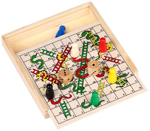 Houten slangen en ladders spel klassiek bordspel houten speelgoed-2