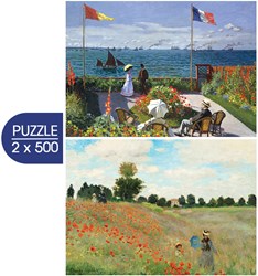 Grafika 2 Puzzles - Monet's Art: Garden at Sainte Adresse, 1867 - Poppy Field Near Argentueil, 1873 -  Teile