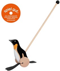 Goki houten duwfiguur pinguïn - stokroller peuterspeelgoed