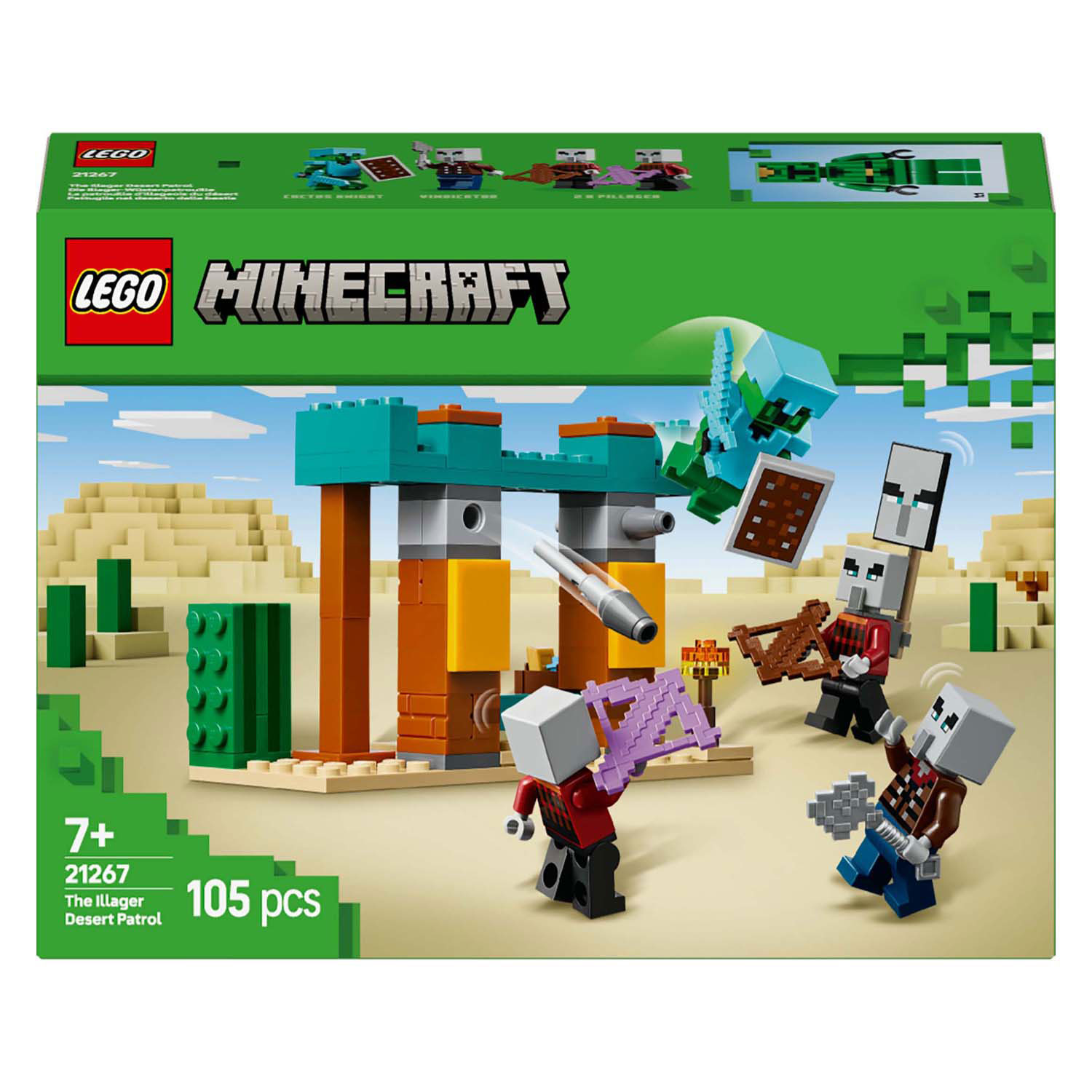 LEGO Minecraft woestijn bouwset met Illagers en cactusridder - 21267 bij  Planet Happy