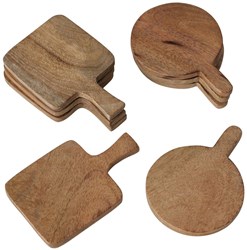 Boltze Home houten onderzetters snijplankvorm 4 stuks decoratief