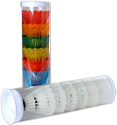 Twisk badminton shuttles plastic wit in koker 6 stuks 4,5-5 gram