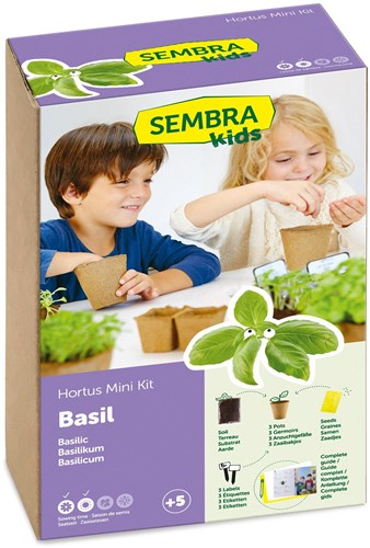 Kids at Work basilicum kweekset voor kinderen - mini tuinset
