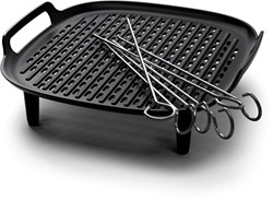 Philips Airfryer grill accessoire XXL - grillplaat en spiesen - zwart