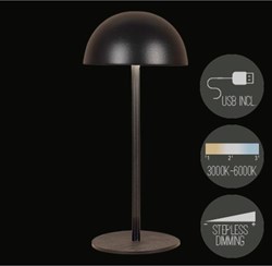 Anna's Collection tafellamp USB zwart LED oplaadbaar dimbaar 9,5x22cm