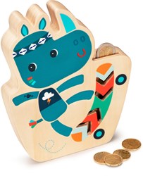 Lilliputiens spaarpot Marius houten dierenfiguur blauw voor kinderen