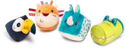Lilliputiens junglevormpjes - Set van 4 zachte rammelaars - kleurrijk baby speelgoed