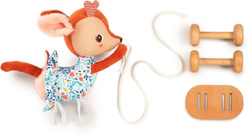 Lilliputiens trekknuffel hert Stella - houten loopknuffel voor peuters-2