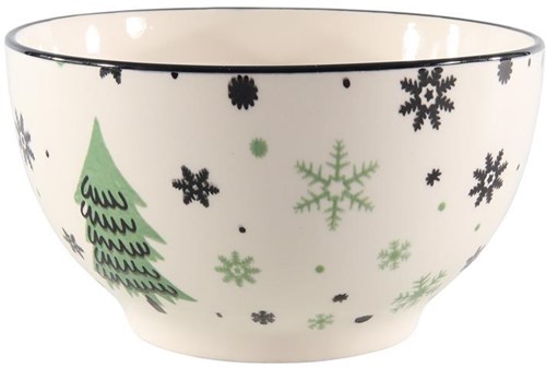 Svenska Living schaaltje porselein kerstboom Ø14cm groen decoratief