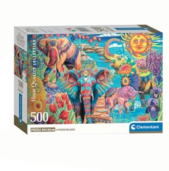 Clementoni puzzel 500 stukjes - Olifanten Carnaval - Kunst puzzel