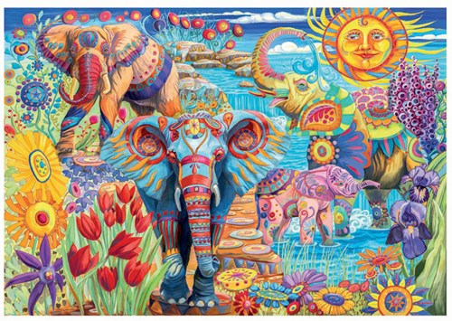 Clementoni puzzel 500 stukjes - Olifanten Carnaval - Kunst puzzel-2
