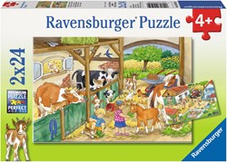 Ravensburger puzzel boerderijleven - kinderpuzzel 2x24 stukjes dieren