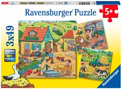 Ravensburger puzzel Boerderij - 3x49 stukjes - kinderpuzzel dieren