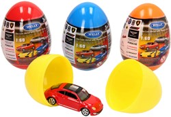 Auto speelgoed verrassingsei Die-Cast 6 cm oranje speelgoedauto