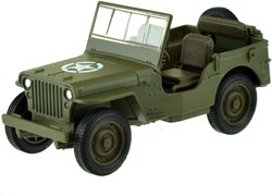 Welly Jeep Willys MB modelauto - legergroen speelgoedauto met pull-back