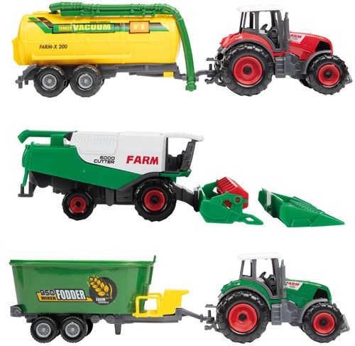 Toi-Toys metalen boerderij speelset tractoren met aanhangers 6-delig-2