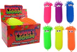 Johntoy Fluffy Worm speelgoed met grote ogen - 28cm siliconen
