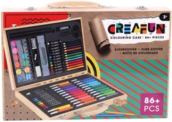 Creafun kleurkoffer hout 86-delig - creatieve knutselset kinderen