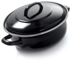 BK braadpan Fortalit emaille 20cm inductie zwart blauw deksel