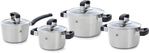 BK pannenset RVS Cool Grip glazen deksels 4-delig inductie