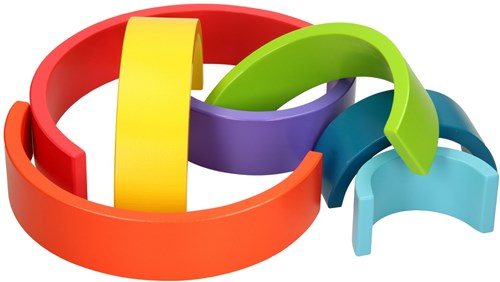 Jouéco houten regenboog stapeltoren 7-delig Montessori speelgoed-2
