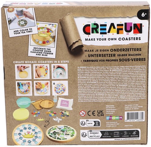 Creafun knutselset onderzetters maken - kleurrijk mozaïek DIY pakket-2