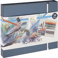 Aquarel art set schilderen 34-delig in luxe opbergdoos cadeau