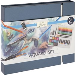 Aquarel art set schilderen 34-delig in luxe opbergdoos cadeau
