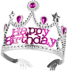 Boland kroon Happy Birthday tiara zilver prinsessenfeest kinderen
