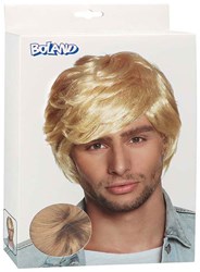 Boland pruik heren blond steil kort retro accessoire 70's hippie