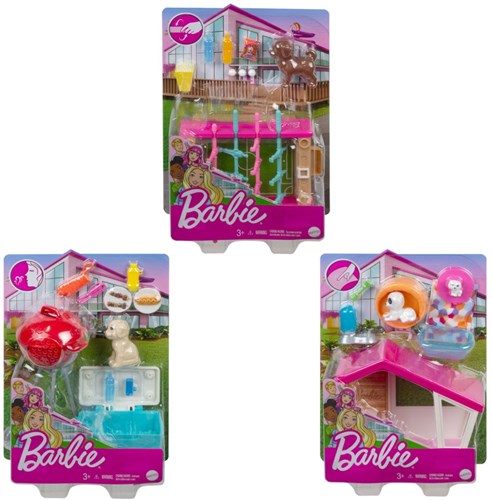 Barbie hondenhuis mini speelset met hondjes en accessoires-2