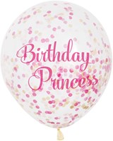 Haza confetti ballonnen prinses verjaardag decoratie roze 6 stuks